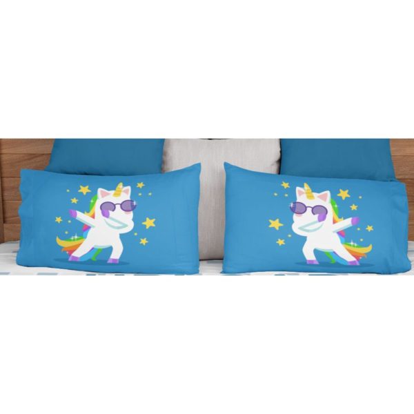 Birthday Gifts Velvet Designer Kids Swag Baby Unicorns Printed Double King Size Bedsheet (100x100 Inches/250CT) with 2