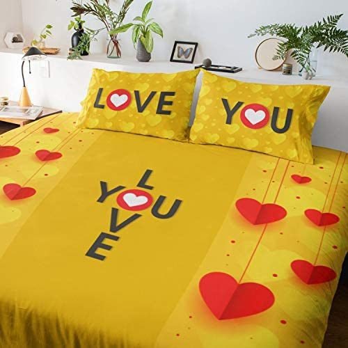 Tyyc s Day I Love You Gifts, Love You Romantic Couple Bedsheet With 2 Pillow Covers - Beige