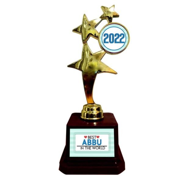 Best Abbu in The World Urdu Star Trophy 2021 Golden Star Award for Father