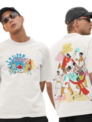 Holi Drop Shoulder T-Shirts Printed Happy Holi