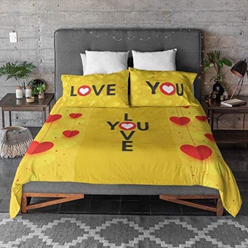 Tyyc s Day I Love You Gifts, Love You Romantic Couple Bedsheet With 2 Pillow Covers - Beige