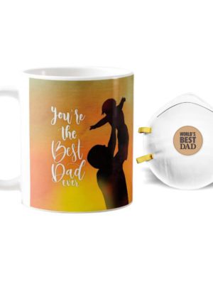 Dad is The Best Coffee Mug with Coaster, Reusable N95 Cup Mask