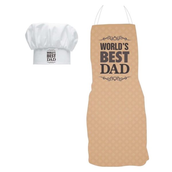 Ceramic Best Dad Combo Of Apron, Chef Hat, Cushion Cover, Mug, Coaster, Mousepad - 8 x 8 Inches, Coaster - 4 x 4