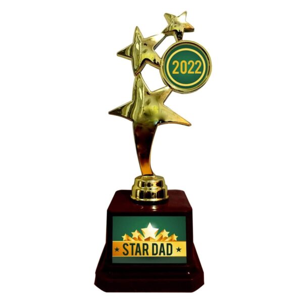 Hard Plastic Alloy Star Abbu Urdu Star Trophy 2020 Golden Star Award For Father (9 x 3.50 x 2.50 inch, Gold)