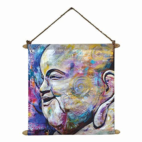 Enchanting Laughing Buddha Poster Wall Painting Hanging Scroll Canvas - 12 x 12 inches