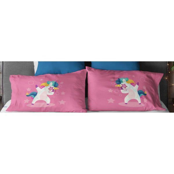 Birthday Gifts Velvet Designer Kids Swag Unicorn Printed Double King Size Bedsheet (100x100 Inches/250CT) with 2