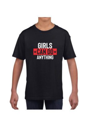 Printed Cotton T-Shirt for Kids Girls Can Do Anything