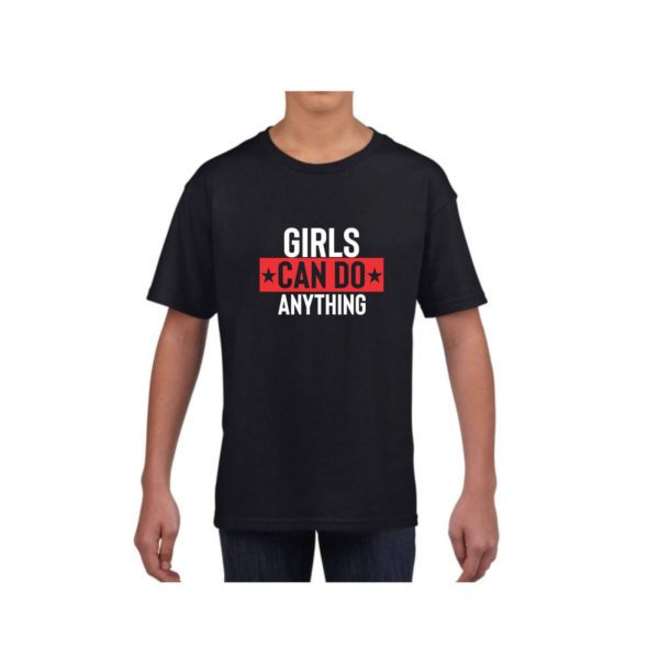 Printed Cotton T-Shirt for Kids Girls Can Do Anything