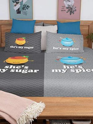 She's My Sugar He's My Spice Velvet Bedsheet for Couple