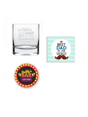 Dad Whiskey Glass with Coaster