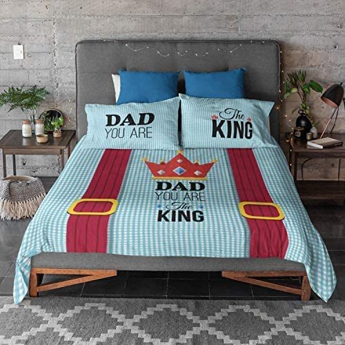 Printed Bedsheet with 2 Pillow Covers - Dad You are The King,