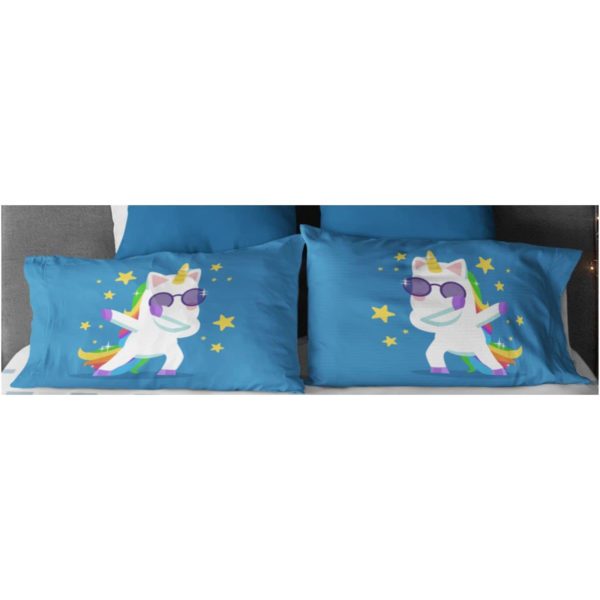 Birthday Gifts Velvet Designer Kids Swag Baby Unicorns Printed Double King Size Bedsheet (100x100 Inches/250CT) with 2