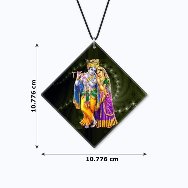 Religious Gifts Acrylic Car Hanging Accessories Radhe Krishna Printed for Good Luck Interior Decoration