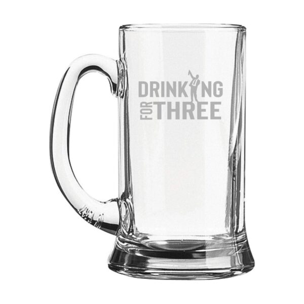 Drinking for Three Engraved Beer Mug