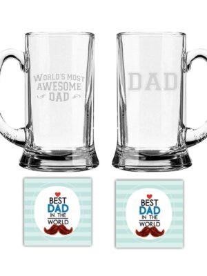 Dad & World Most Awesome dad Beer Mug