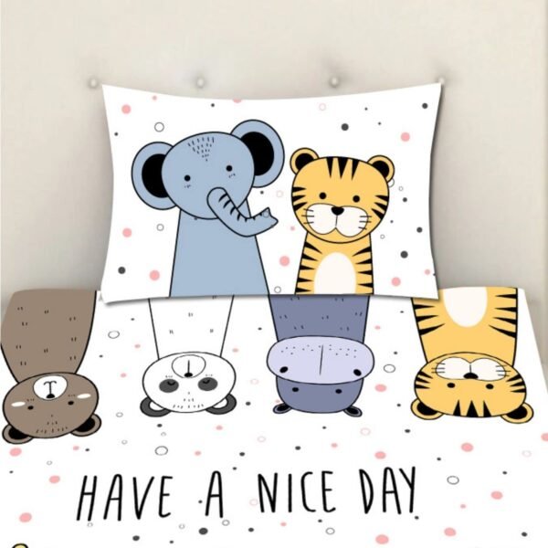 Kids bedsheet Velvet Printed Velvet King Size Double Bedsheet with 2 Pillow Covers - Cute Animals in Space
