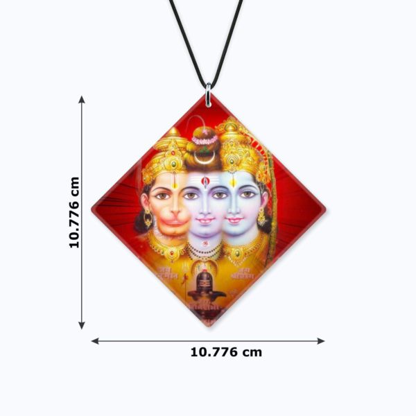 Religious Gifts Acrylic Car Hanging Accessories Lord Shiva with Ram Hanuman Printed Printed for Good Luck Interior