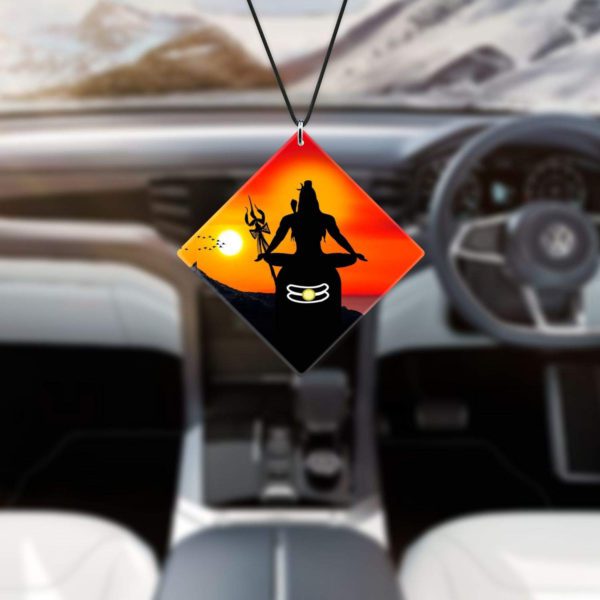 Religious Gifts Acrylic Car Hanging Accessories Lord Shiva Shivji Printed Printed for Good Luck Interior Decoration