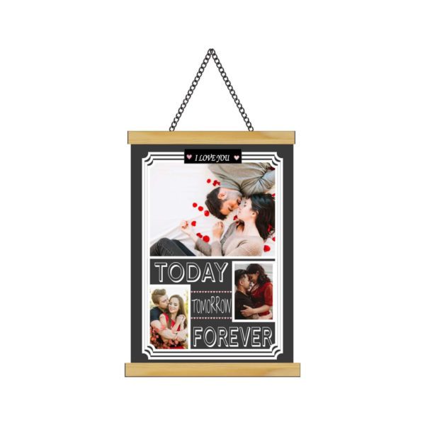 Personalised  Gifts I Love You Today Tommorow Forever with 3 Photo Love Greeting Card Scroll - 15x20 inches