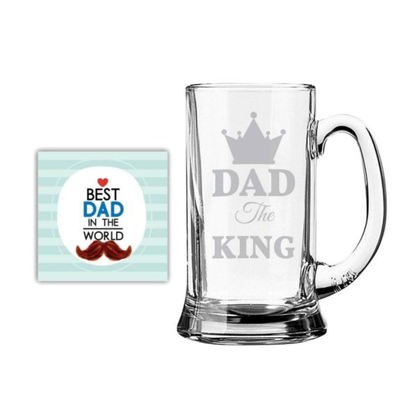 dad The King Engraved  Glass Beer Mug