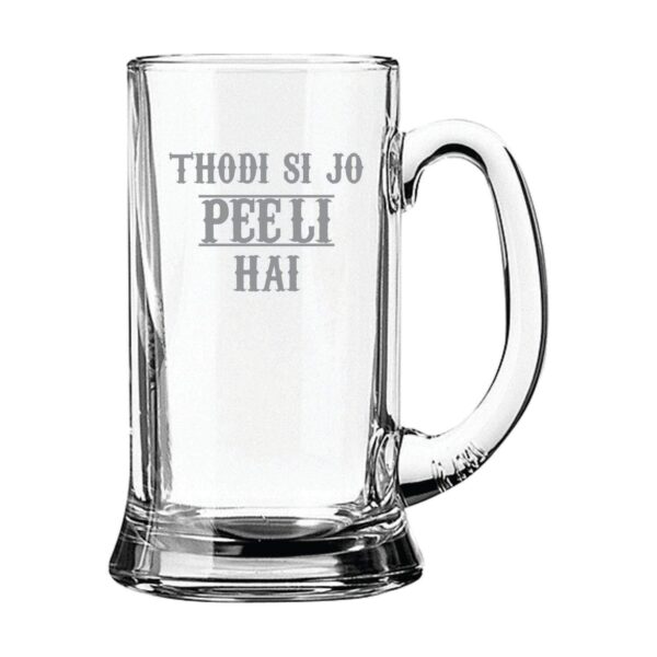 New Year Gifts, Hum Tight Ho Chuke Sanam Thodi si Jo Pee Li Hai Hindi Engraved Beer Mugs Set of 2 with