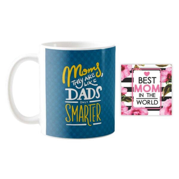 Moms They are Like Dads Only Smarter Mug, Coaster, Keychain, 12x12-inches Cushion Cover -Combo Hamper Set of 4