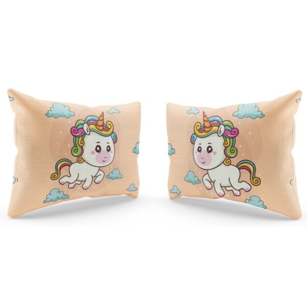 Birthday Gifts Velvet Designer Kids Cute Baby Unicorn Printed Double King Size Bedsheet (100x100 Inches/250CT) with 2