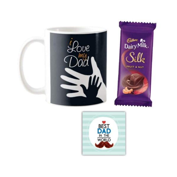I Love My Dad Mug ,1 Dairy Milk Silk 60 gm, with Coaster