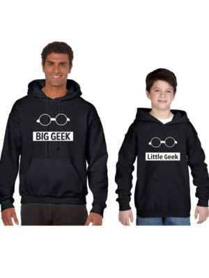 Big Geek Little Geek Family Sweatshirt Hoodies for Men and Kid