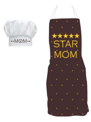 5 Star Mom Kitchen Chef Apron for Mother with Chef hat