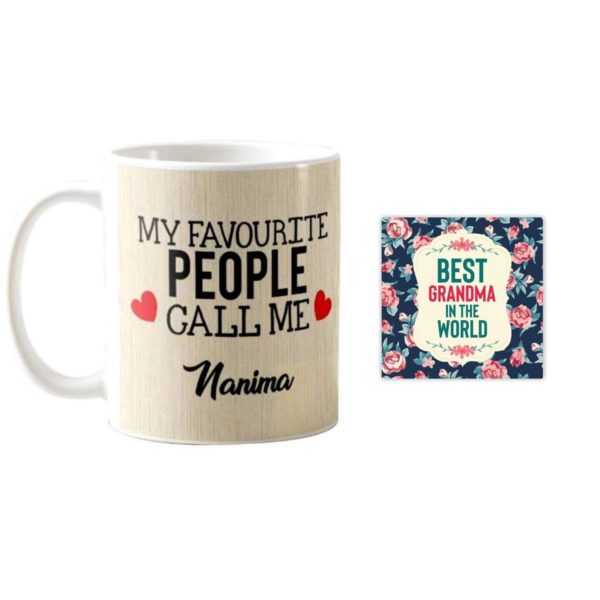 Mothers Day Gifts for Grandmother, My Favourite People Call me Nanima Combo for Grandmother Set of 3 - Apron, Mug,