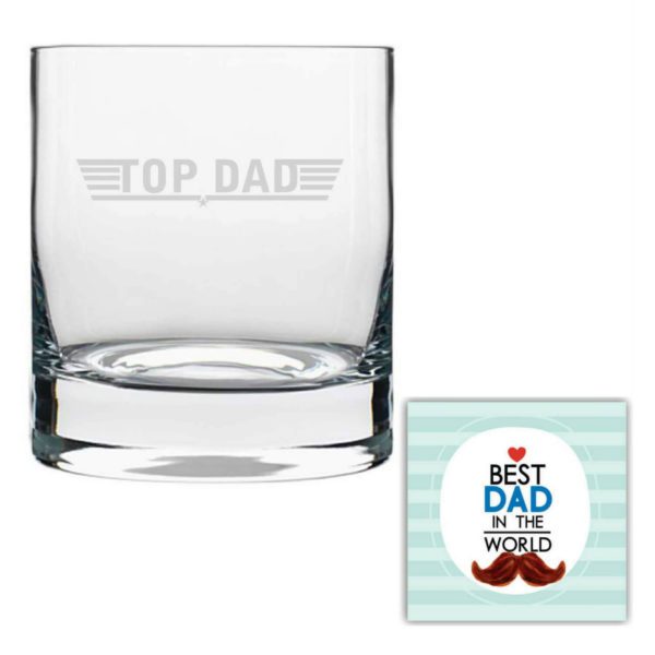 Worlds Best Dad Whisky Glass for Dad Set of 2