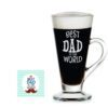 Dad Engraved Glass Tea Coffee Mug Cup with Coaster