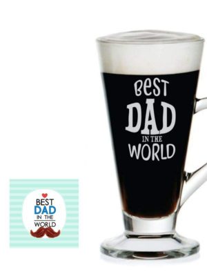 Dad Engraved Glass Tea Coffee Mug Cup with Coaster