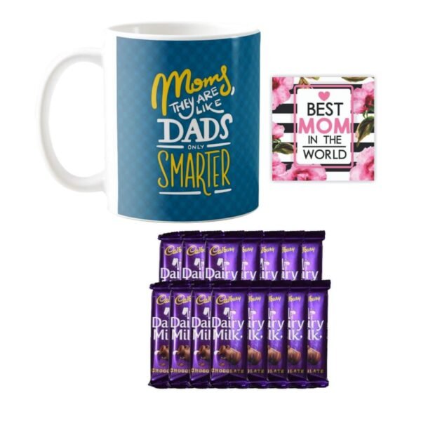 Birthday Chocolate Gifts Combo for Mom - Moms They are Like Dads Only Smarter Mug, 5 Cadbury Dairy Milk Chocolate,