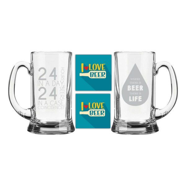 Beer Life Engraved Beer Mug Set Combo