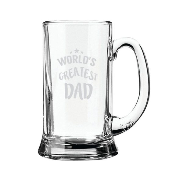 Worlds Greatest Dad Engraved Beer Mug for Dad