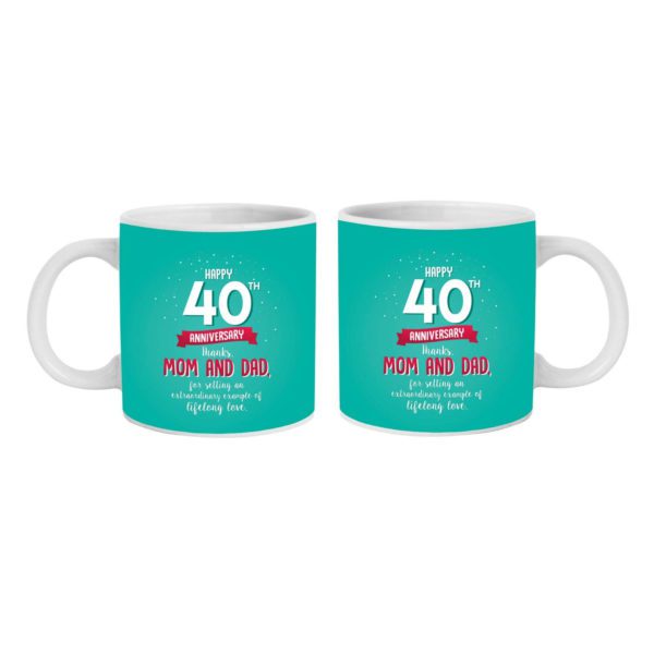 40th for Parents Mom Dad Couple Coffee Mugs with Coasters Thanks Combo Set of 4