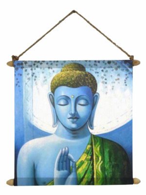 Blissful Buddha Poster Wall Painting Hanging Scroll Canvas - 12 x 12 inches