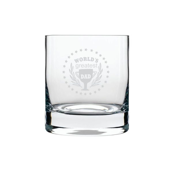 Worlds Greatest Dad Trophy Whiskey Glass for Dad