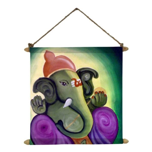 Auspicious Ganesha Poster Wall Painting Hanging Scroll Canvas - 12 x 12 inches