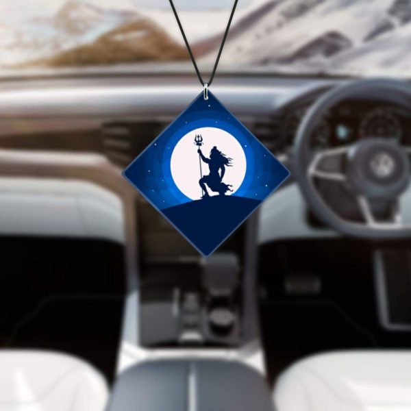 Religious Gifts Acrylic Car Hanging Accessories Lord Shiva Trisul Printed Printed for Good Luck Interior Decoration