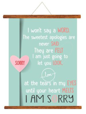 Sorry Greeting Card Gift for Girlfriend Wife Boyfriend Husband I Wont Say a Word Sorry Scroll - 15 x 20 inches