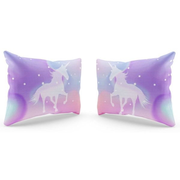 Kid's Velvet Designer Unicorn Printed Double King Size Bedsheet with 2 Matching Pillow Covers (100x100 Inches,