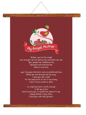 Mothers Day Greeting Cards My Angel Mother Scroll Card for Mom Wall Hanging Decor | Mom Birthday Gifts - 15x20 inches