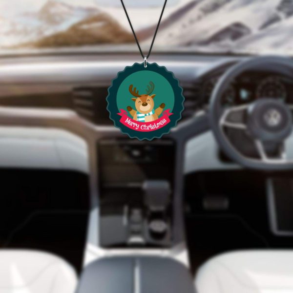 Merry Christmas Printed Reindeer Christmas Car Hanging