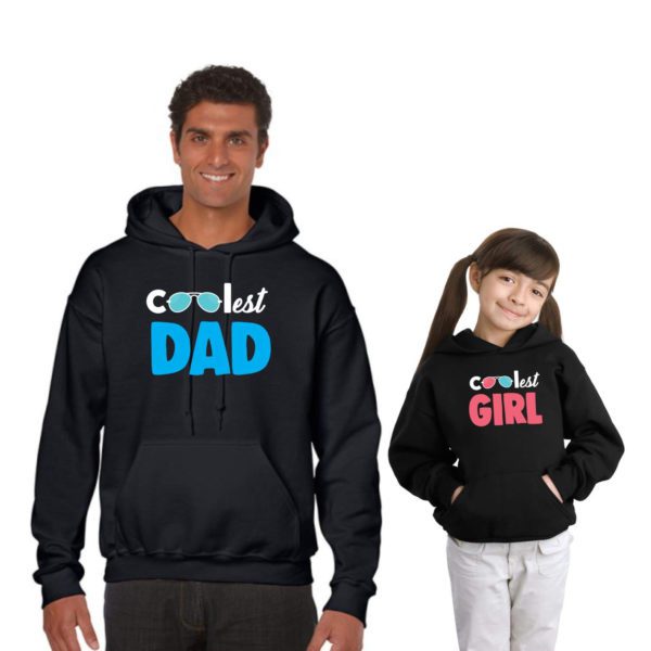 Coolest Dad & Coolest Girl Family Hoodies Set