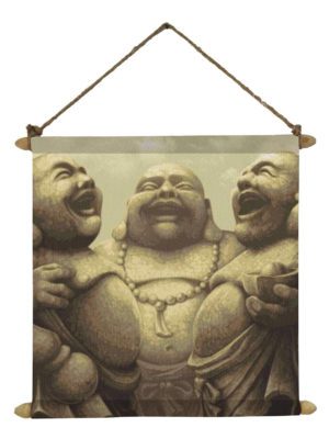 Laughing Buddha Idol for Wealth Poster Wall Painting Hanging Scroll Canvas - 12 x 12 inches