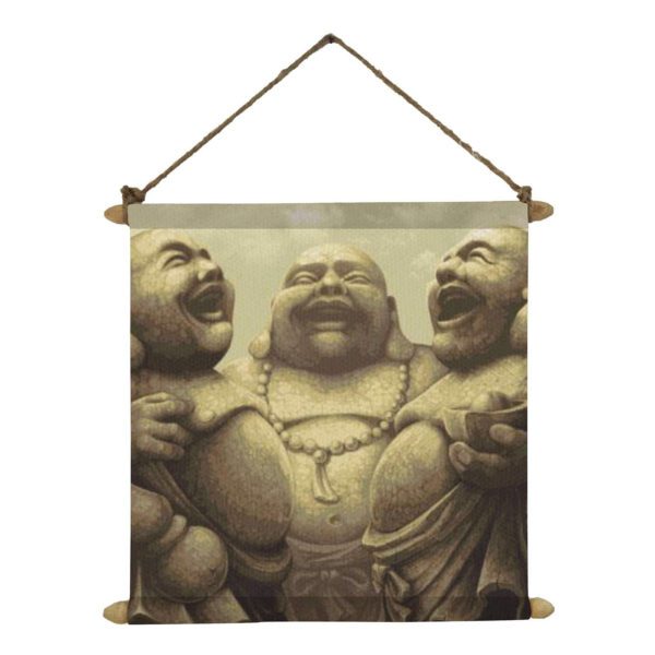 Laughing Buddha Idol for Wealth Poster Wall Painting Hanging Scroll Canvas - 12 x 12 inches