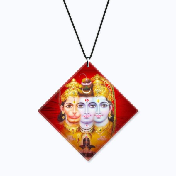 Religious Gifts Acrylic Car Hanging Accessories Lord Shiva with Ram Hanuman Printed Printed for Good Luck Interior